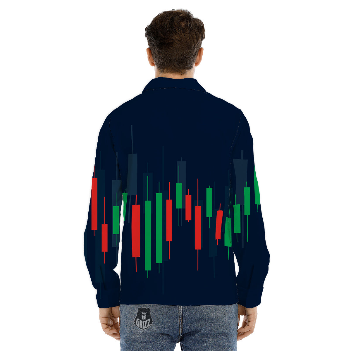 Graph Chart Candlestick Stock Print Men's Dress Shirts-grizzshop