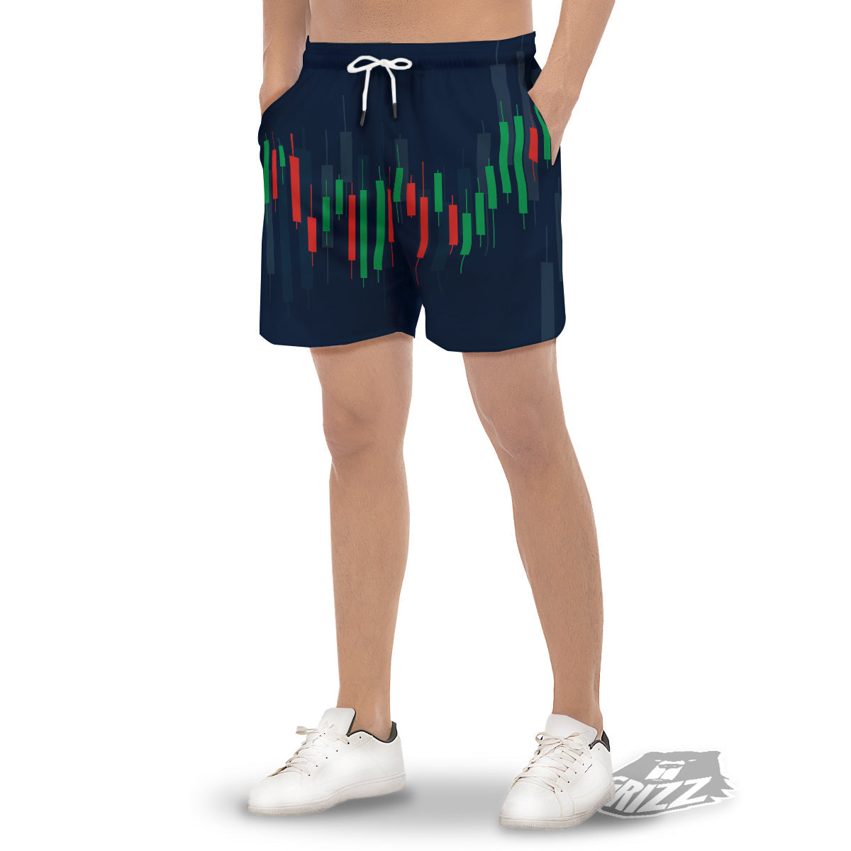 Graph Chart Candlestick Stock Print Men's Gym Shorts-grizzshop