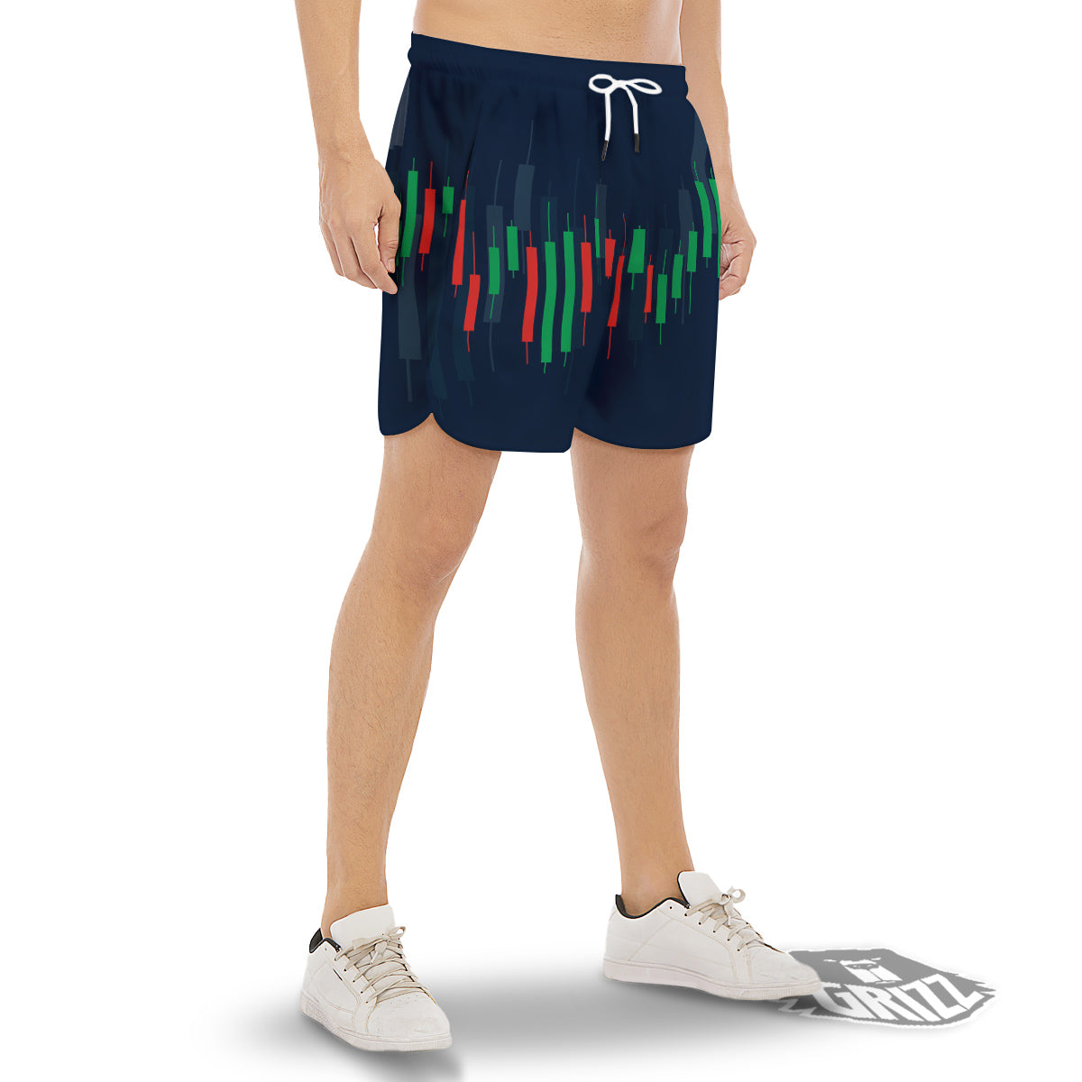 Graph Chart Candlestick Stock Print Men's Gym Shorts-grizzshop