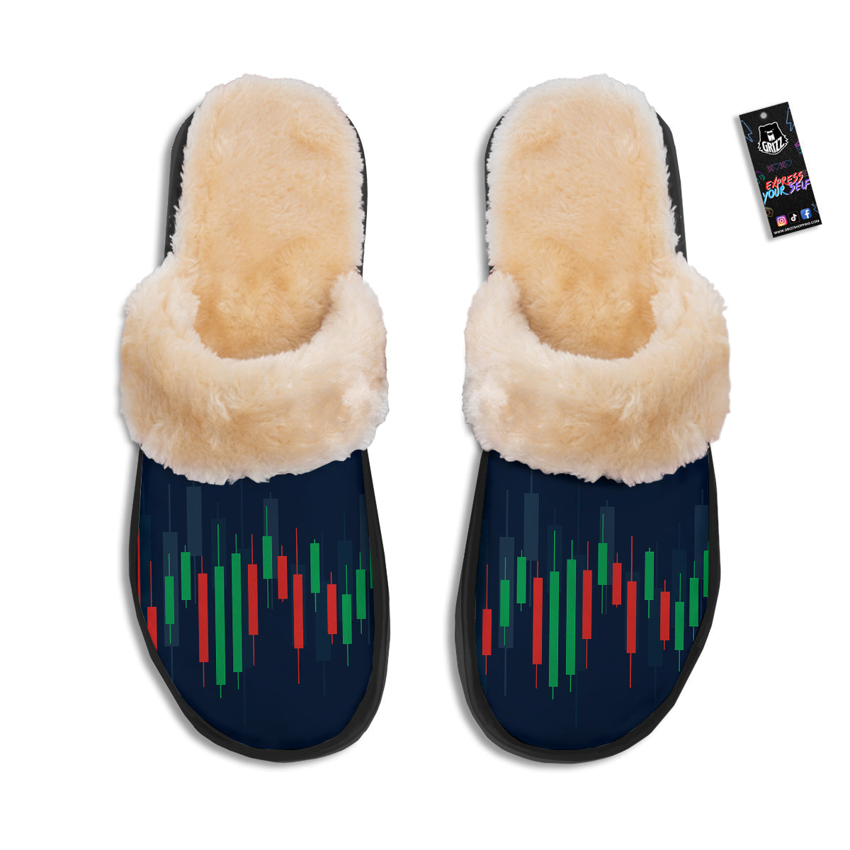 Graph Chart Candlestick Stock Print Slippers-grizzshop