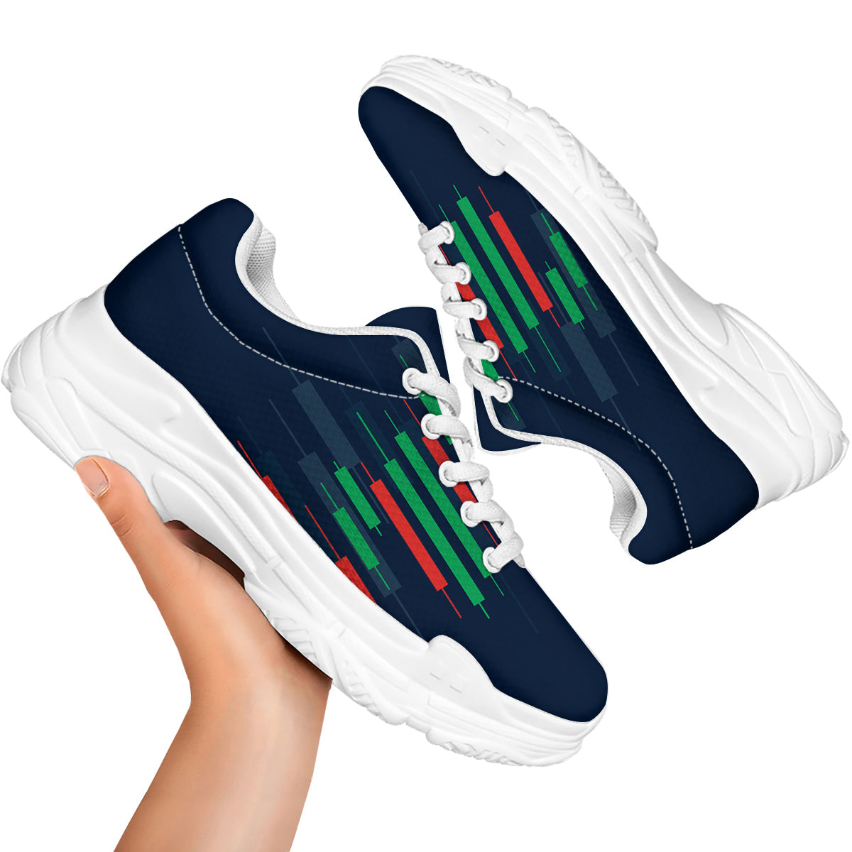 Graph Chart Candlestick Stock Print White Chunky Shoes-grizzshop