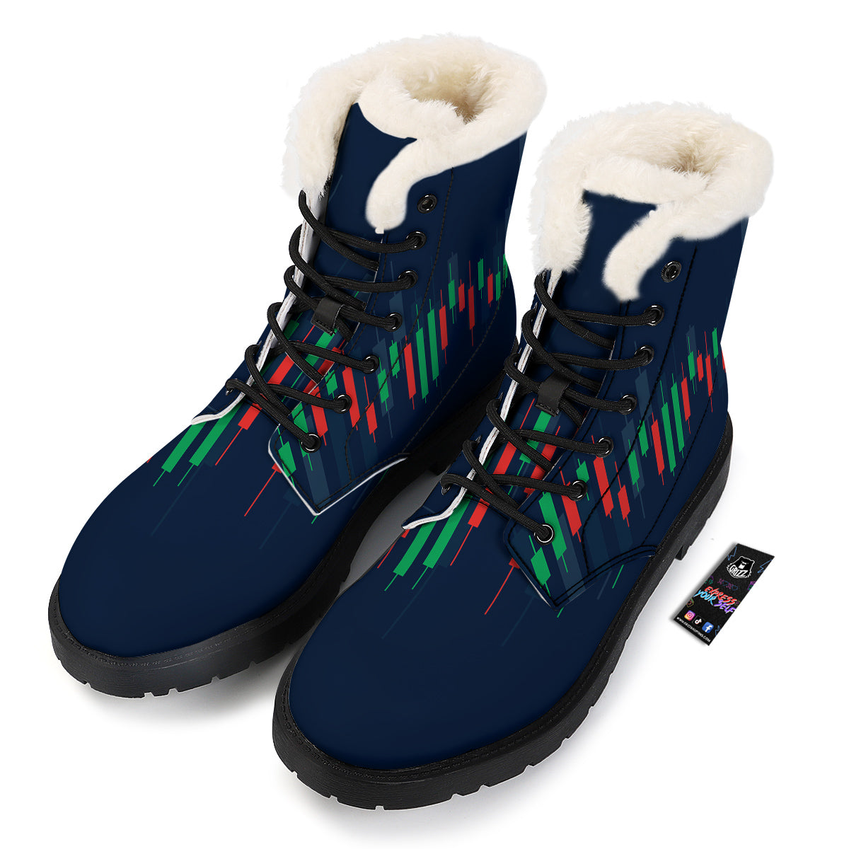 Graph Chart Candlestick Stock Print Winter Boots-grizzshop