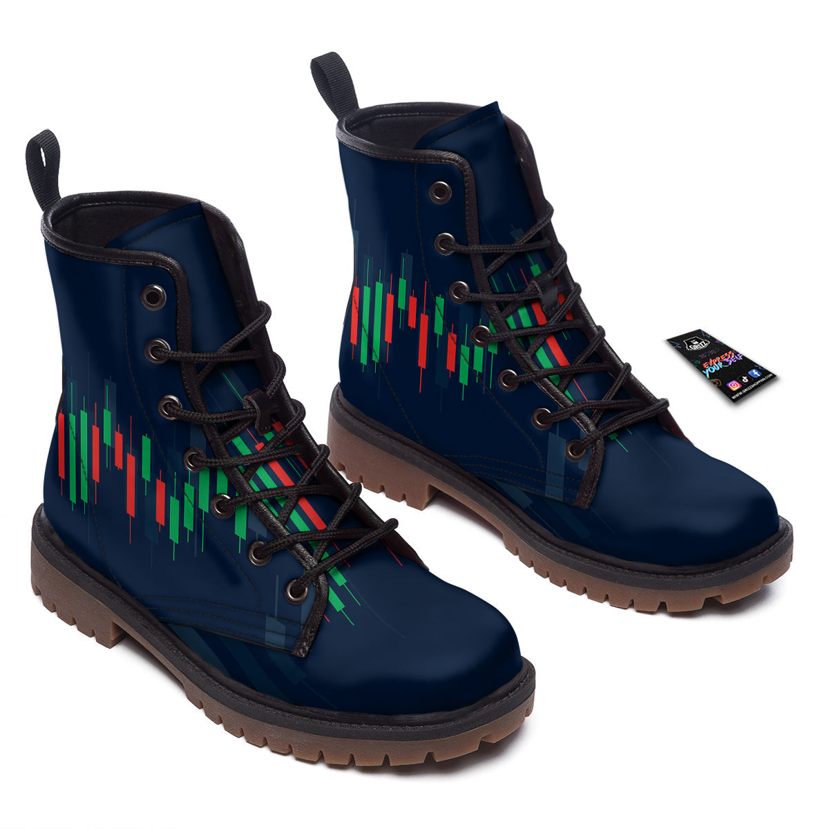 Graph Chart Candlestick Stock Print Work Boots-grizzshop
