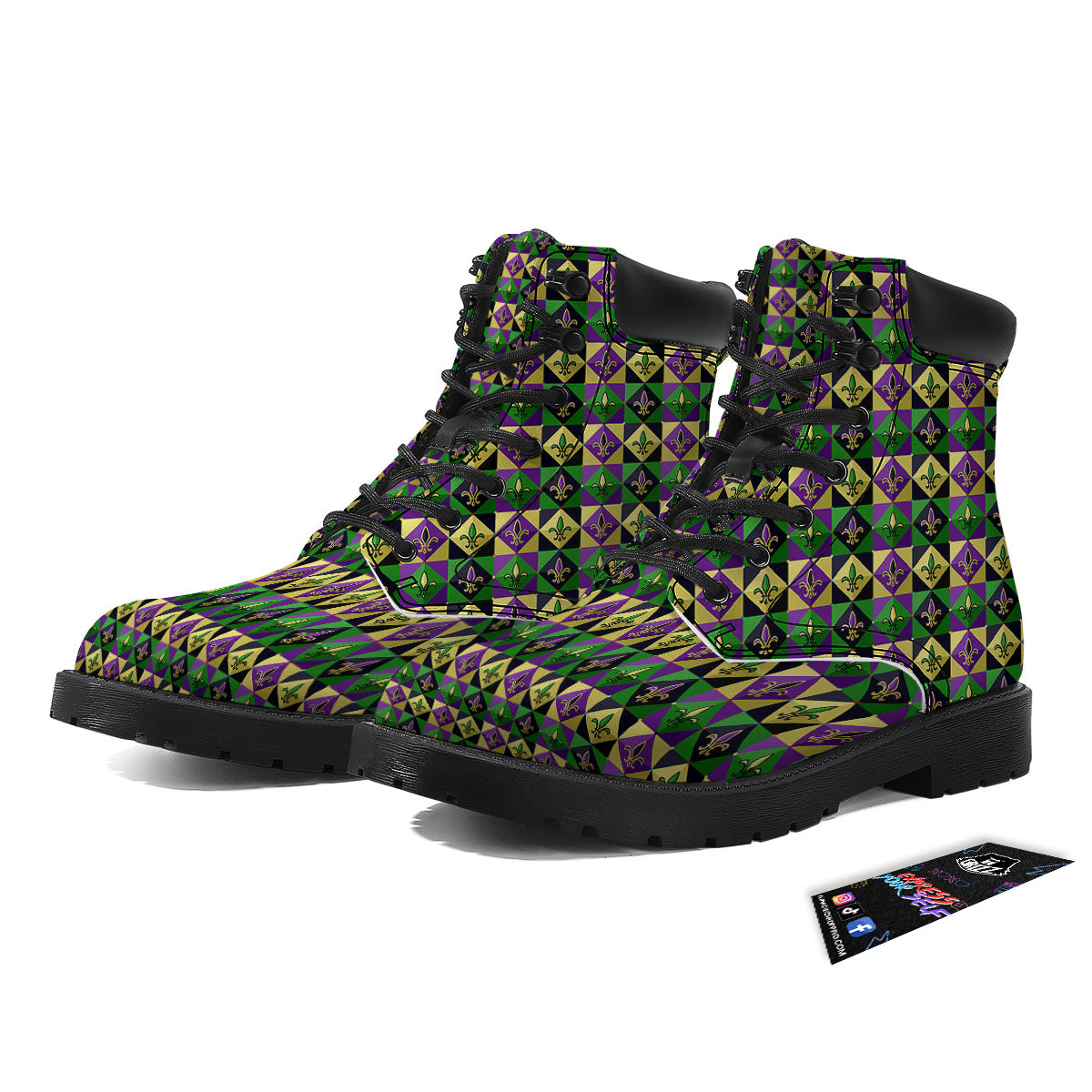 Gras Geometric Mardi Print Pattern Boots-grizzshop