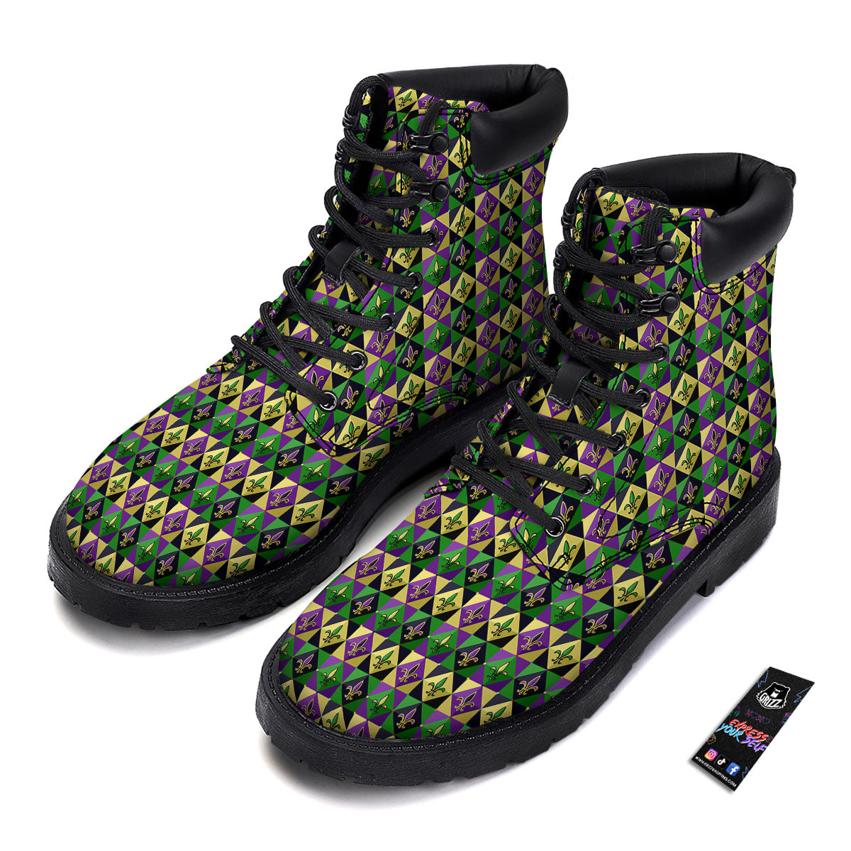 Gras Geometric Mardi Print Pattern Boots-grizzshop