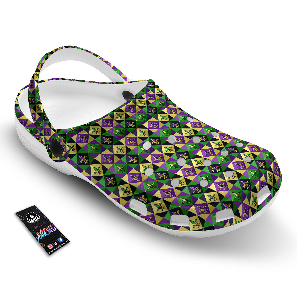 Gras Geometric Mardi Print Pattern Clog-grizzshop