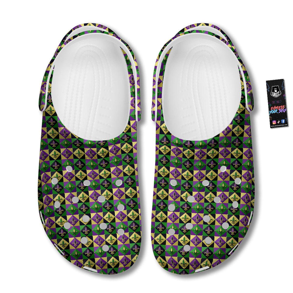 Gras Geometric Mardi Print Pattern Clog-grizzshop
