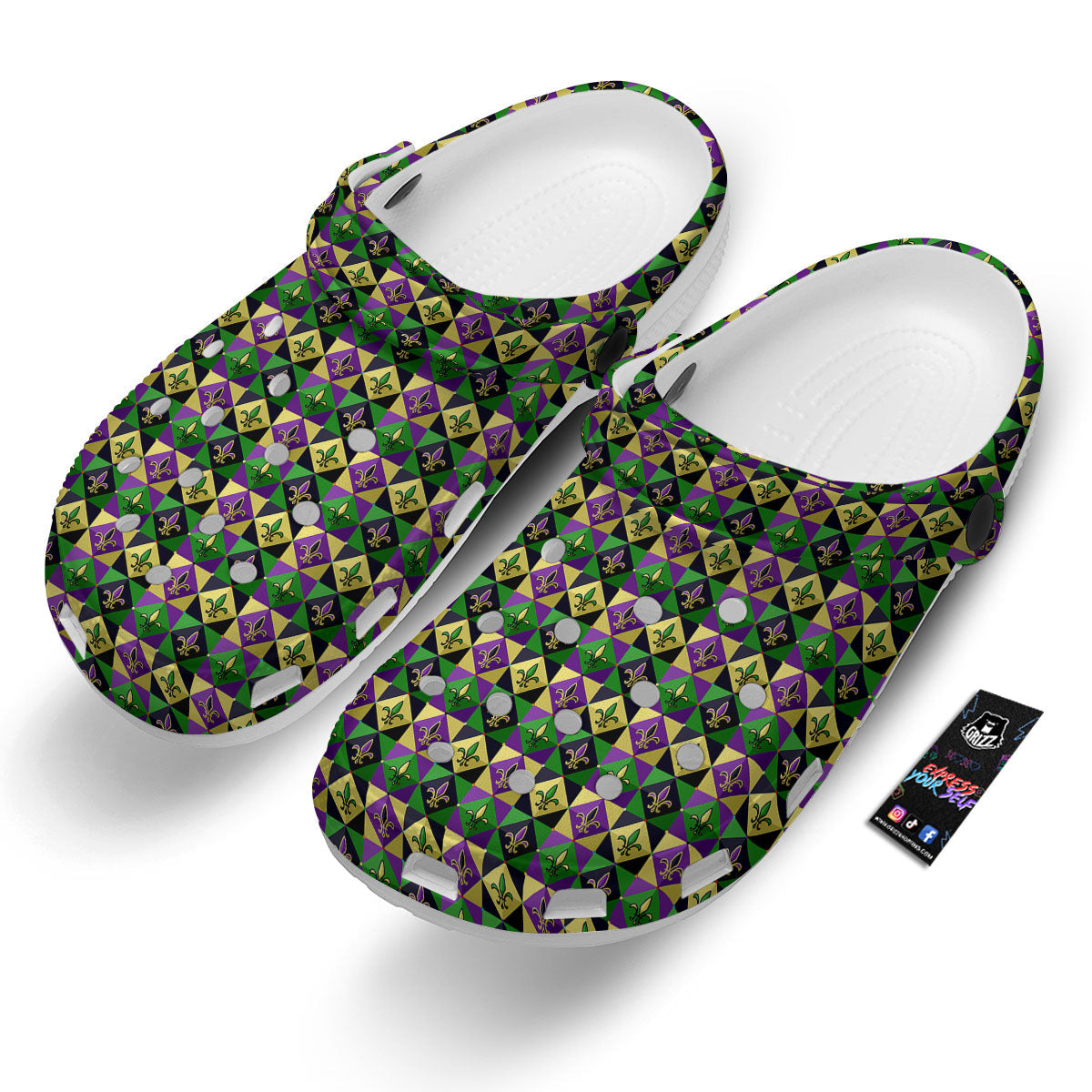 Gras Geometric Mardi Print Pattern Clog-grizzshop