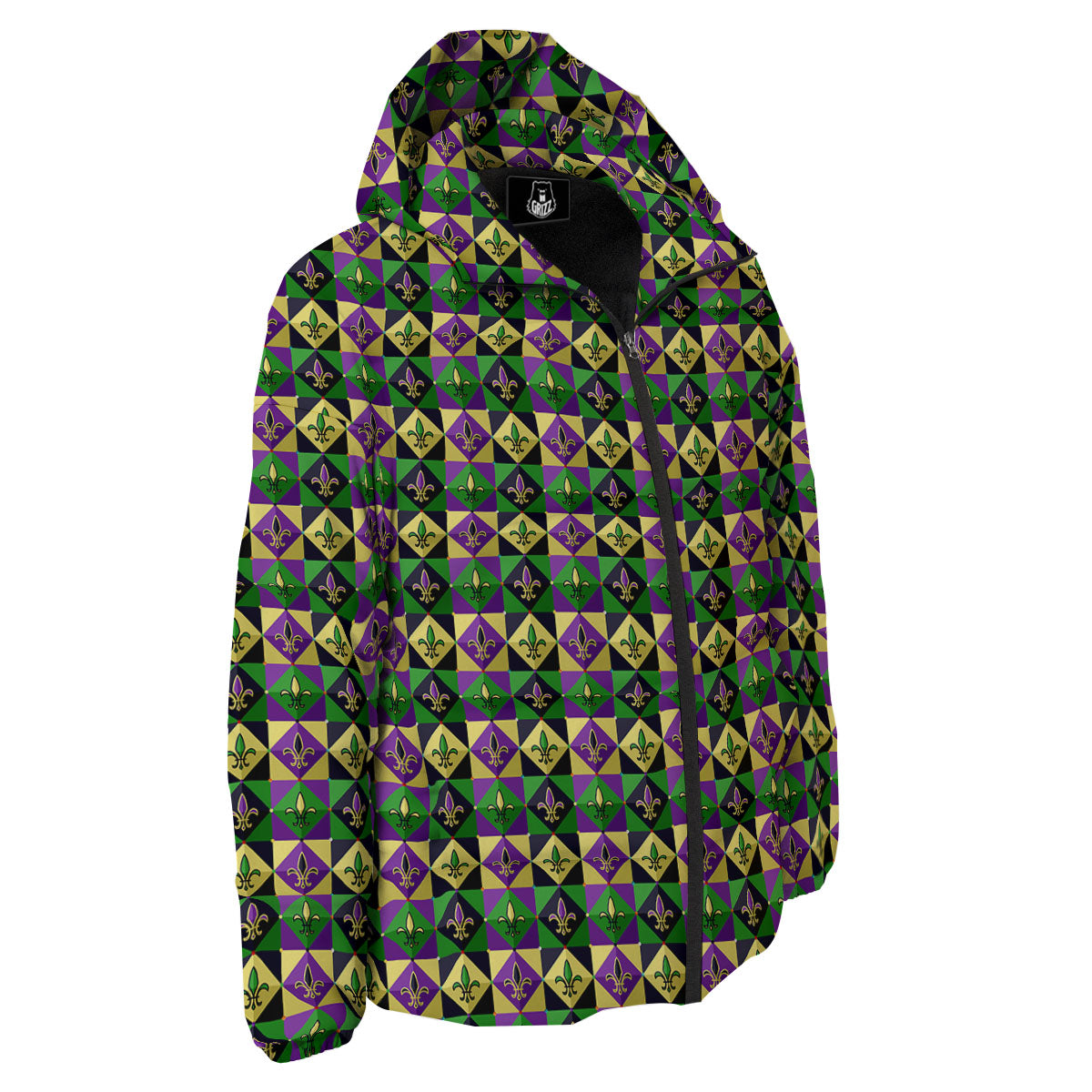 Gras Geometric Mardi Print Pattern Down Jacket-grizzshop