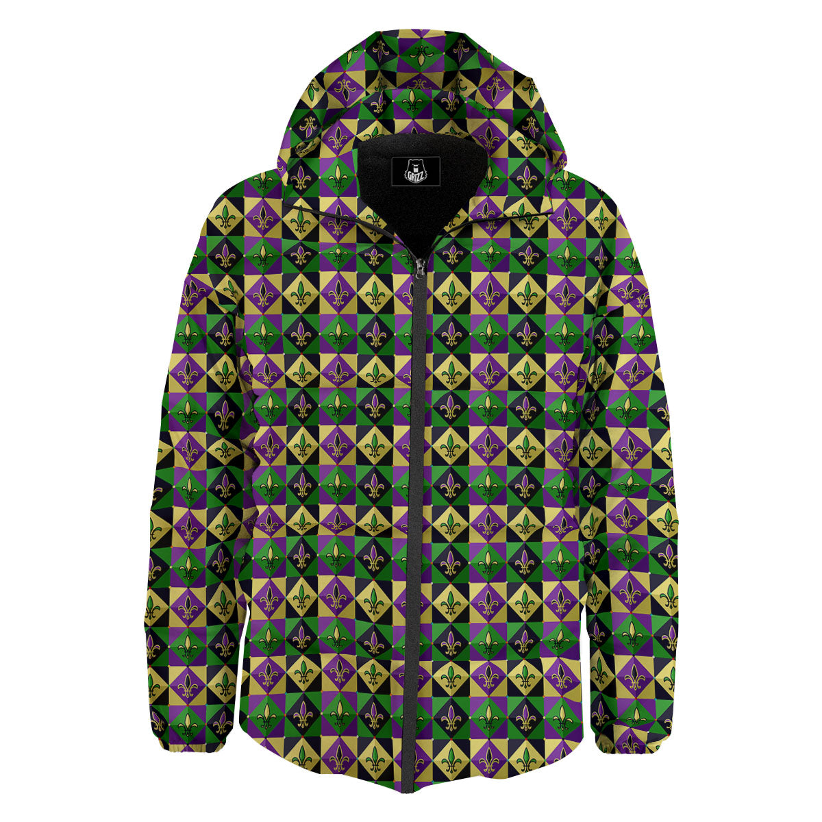 Gras Geometric Mardi Print Pattern Down Jacket-grizzshop