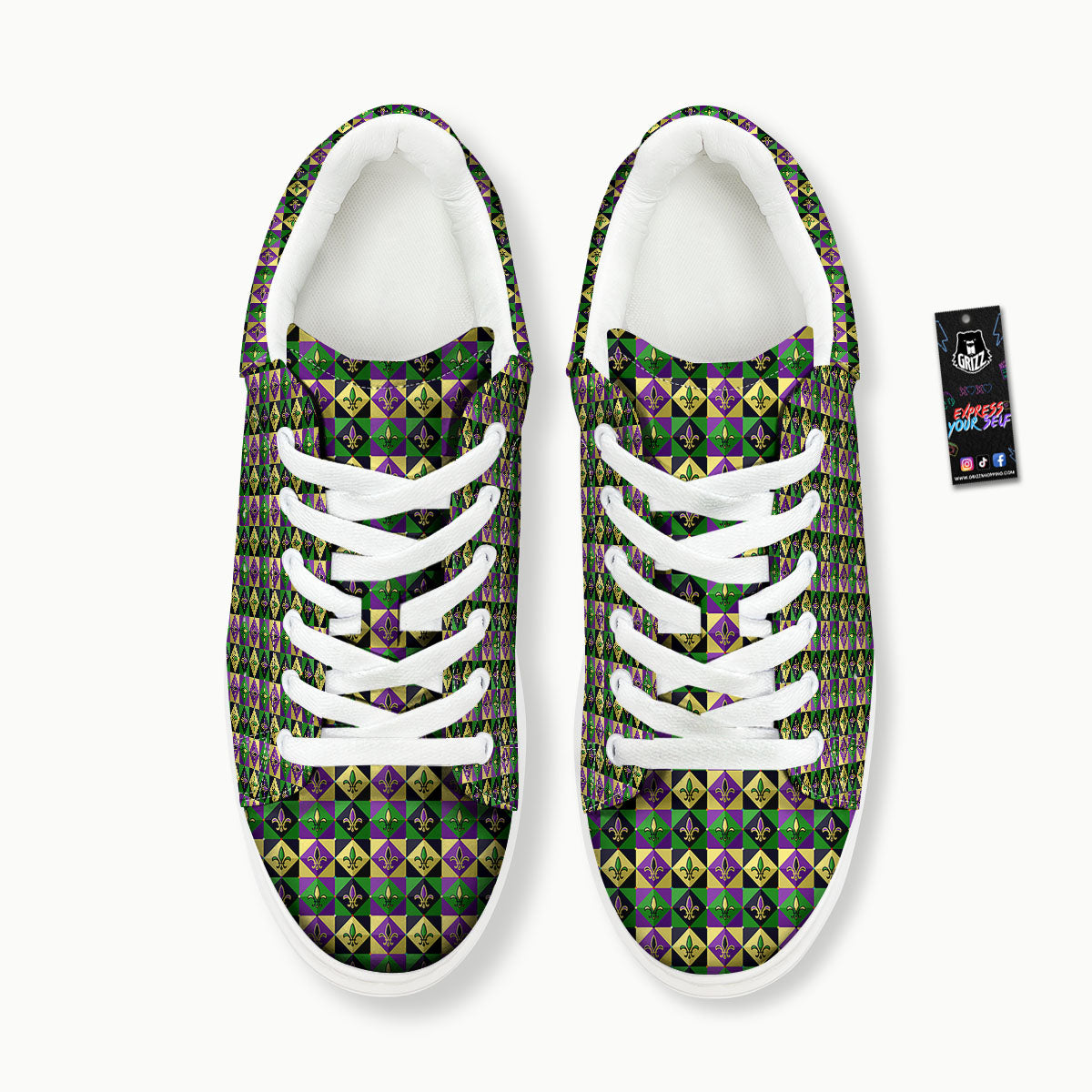 Gras Geometric Mardi Print Pattern Platform Shoes-grizzshop