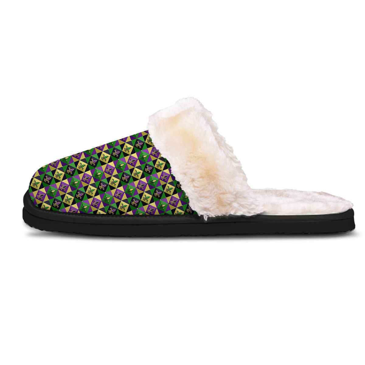 Gras Geometric Mardi Print Pattern Slippers-grizzshop