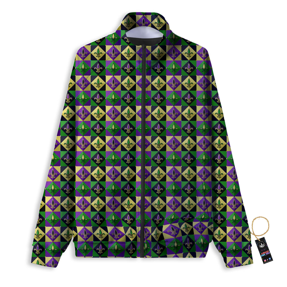 Gras Geometric Mardi Print Pattern Track Jacket-grizzshop