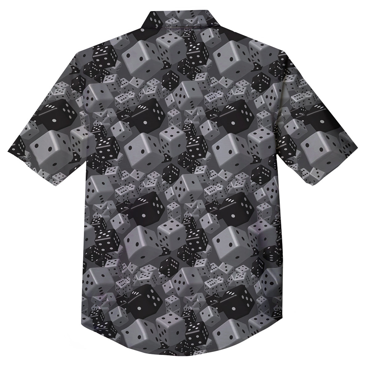 Gray Black 3D Dice Print Pattern Button Up Shirt-grizzshop