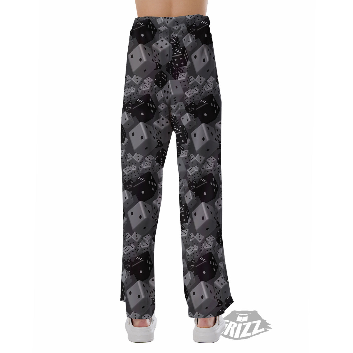 Gray Black 3D Dice Print Pattern Pajama Pants-grizzshop