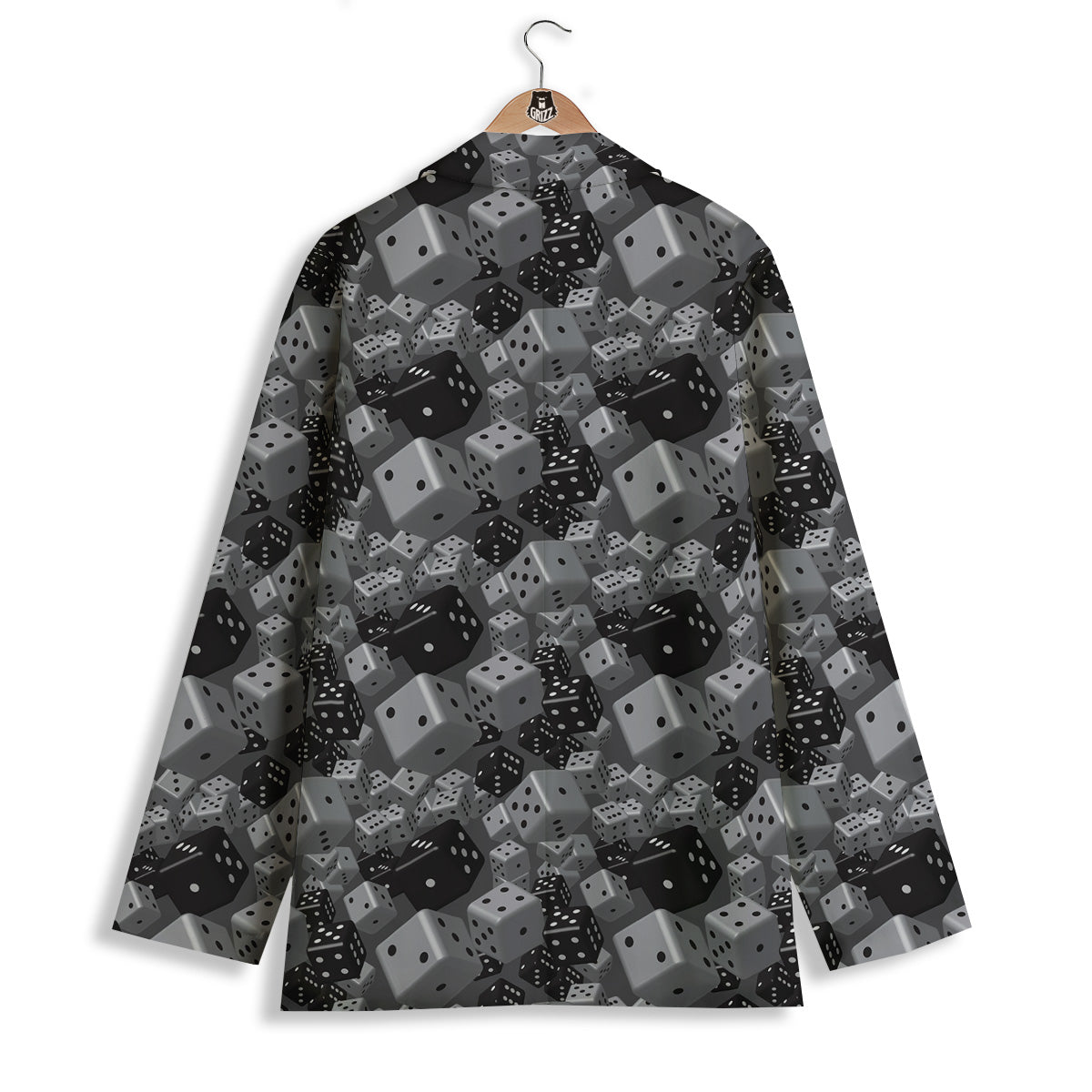 Gray Black 3D Dice Print Pattern Women's Blazer-grizzshop