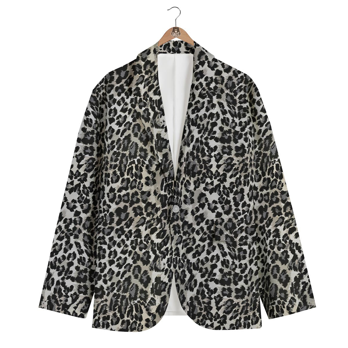 Gray Cheetah Leopard Pattern Print Men's Blazer-grizzshop