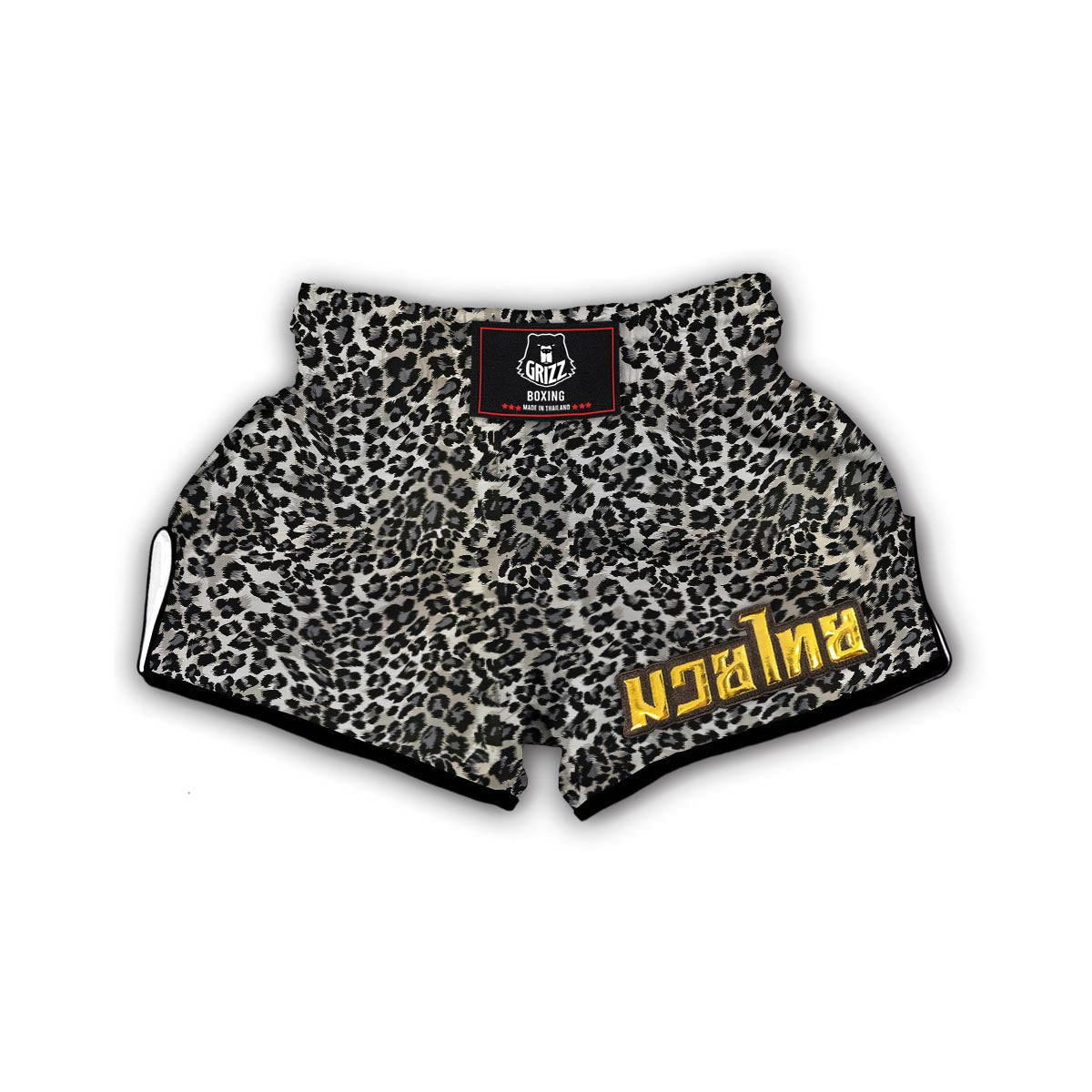 Gray Cheetah Leopard Pattern Print Muay Thai Boxing Shorts-grizzshop