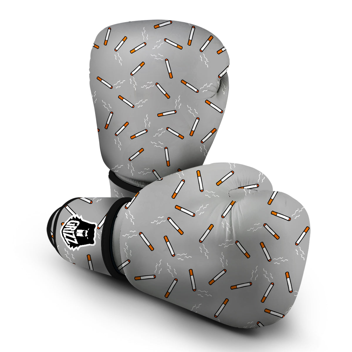 Gray Cigarette Print Pattern Boxing Gloves-grizzshop