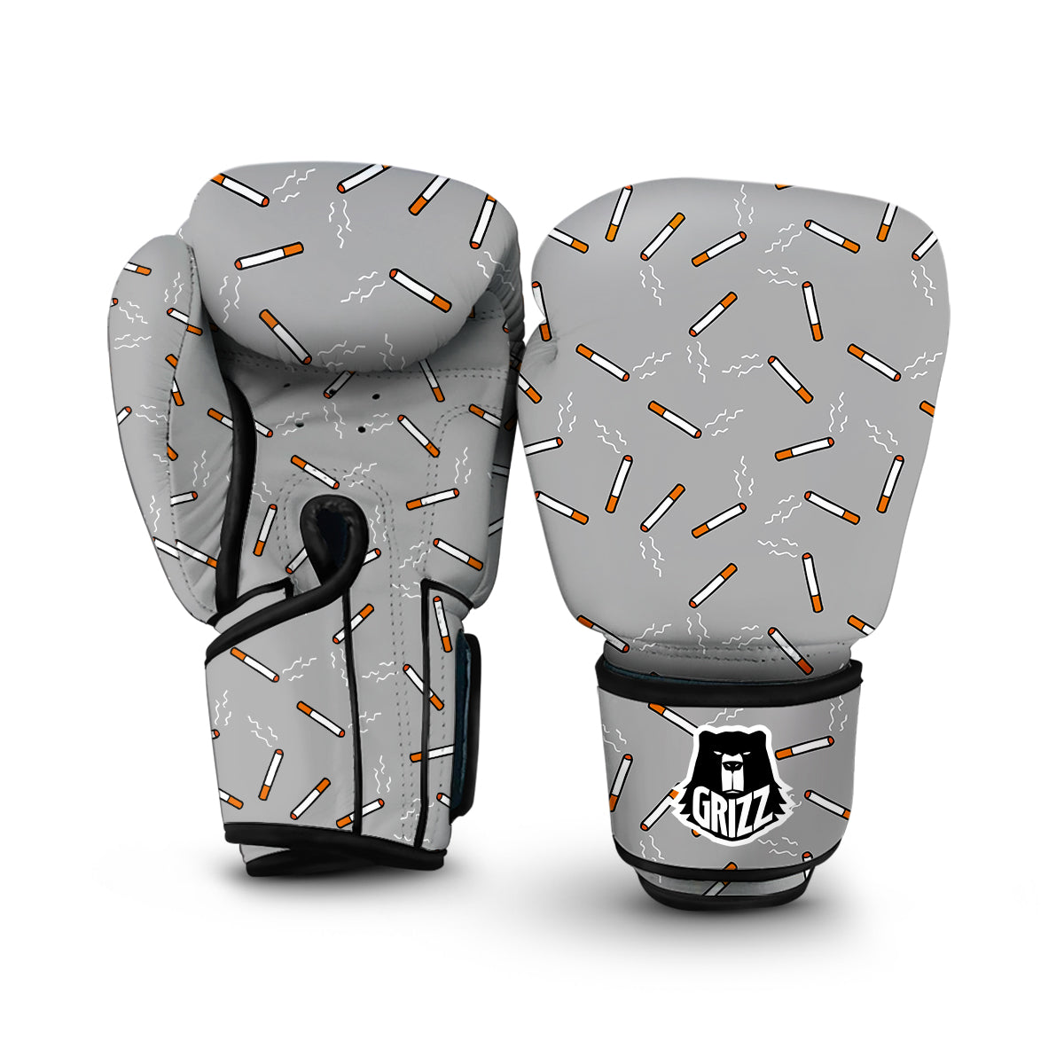 Gray Cigarette Print Pattern Boxing Gloves-grizzshop