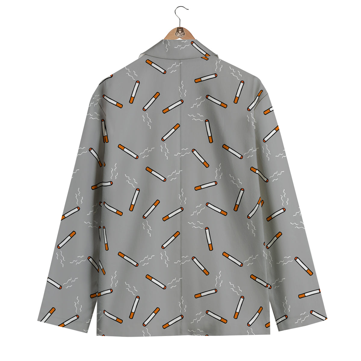 Gray Cigarette Print Pattern Men's Blazer-grizzshop
