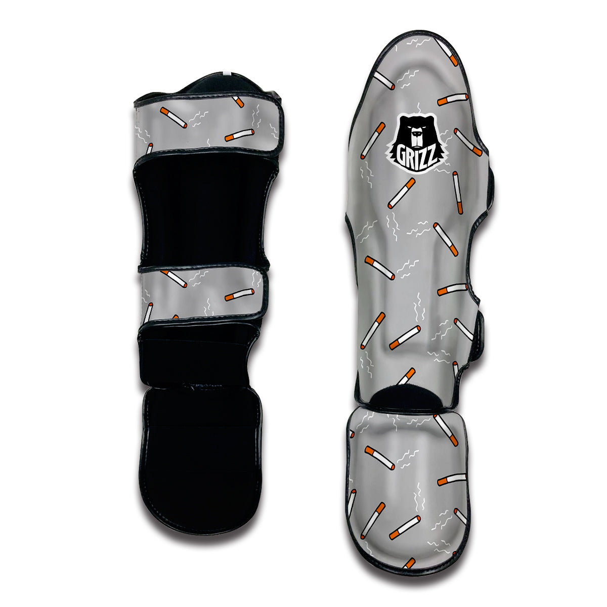 Gray Cigarette Print Pattern Muay Thai Shin Guards-grizzshop