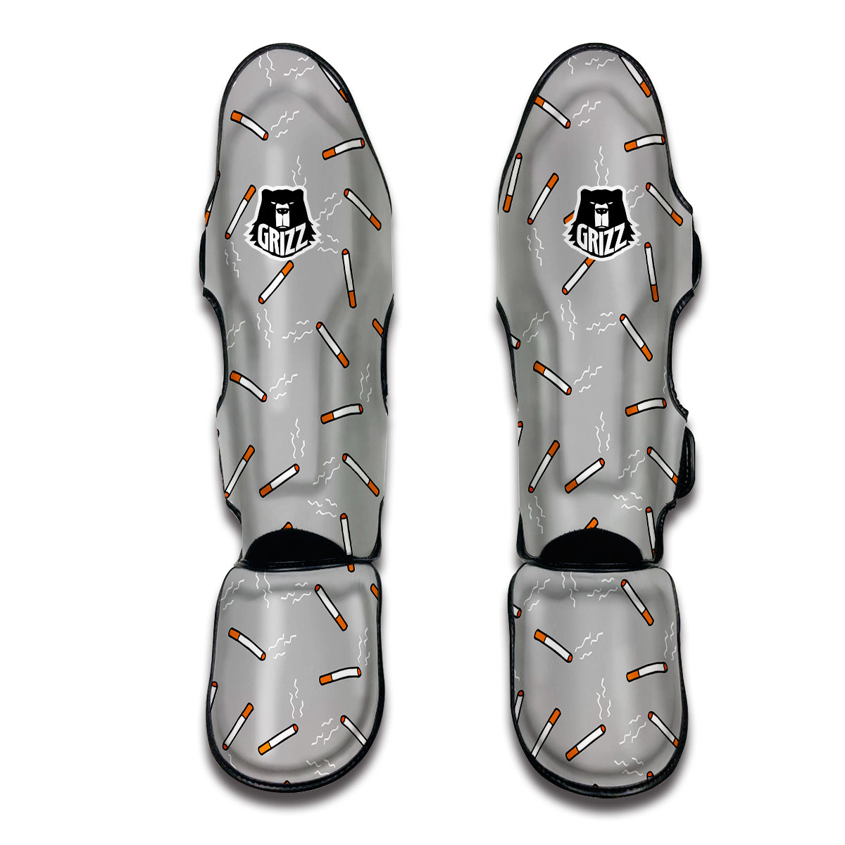 Gray Cigarette Print Pattern Muay Thai Shin Guards-grizzshop