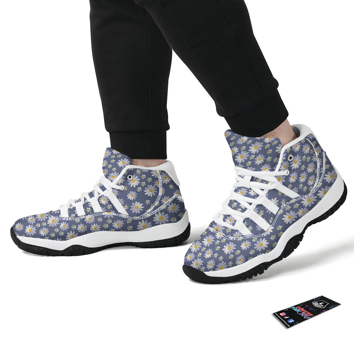 Gray Daisy White Bball Shoes-grizzshop