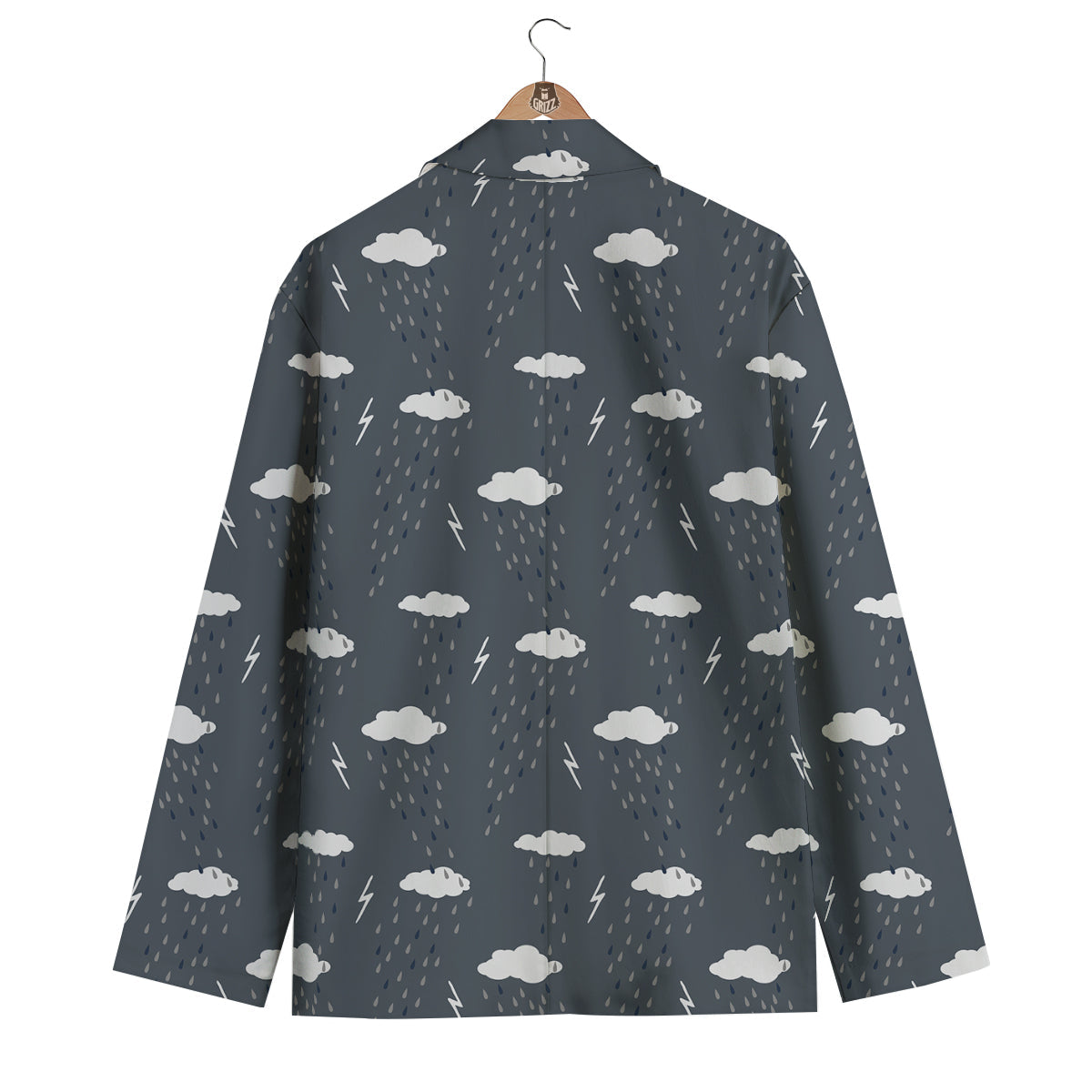 Gray Lightning Thunder Storm Print Pattern Men's Blazer-grizzshop
