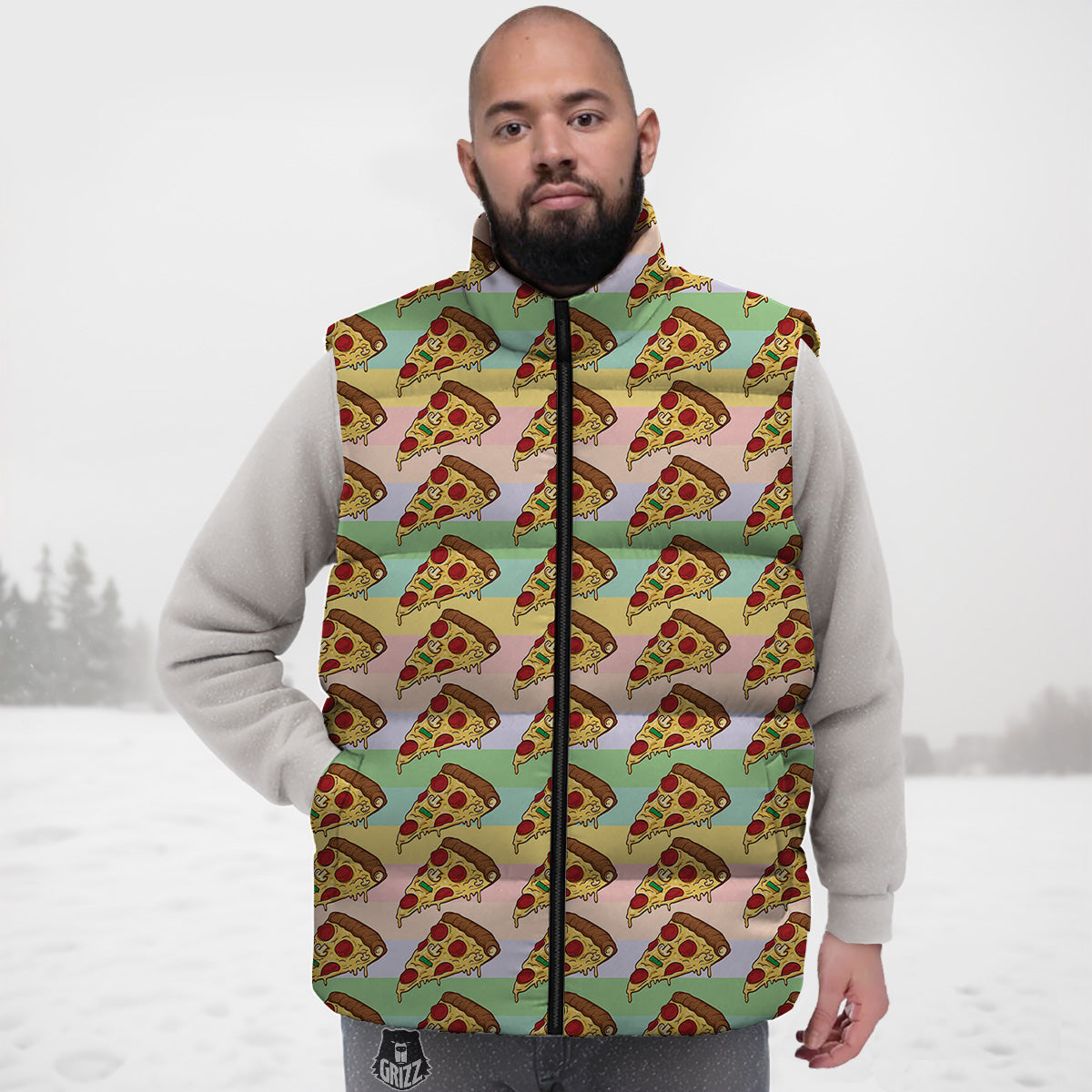 Great Dane Pattern Print Down Vest-grizzshop