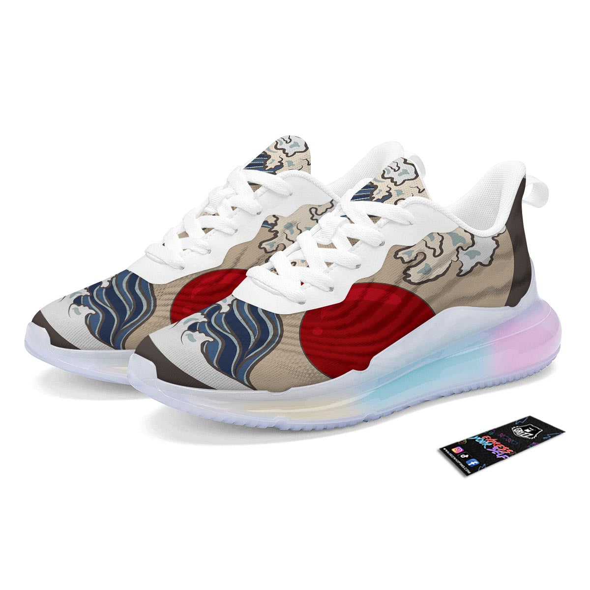 Great Kanagawa Wave Print Running Sneakers-grizzshop