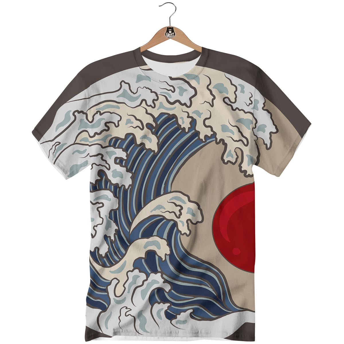 Great Kanagawa Wave Print T-Shirt-grizzshop