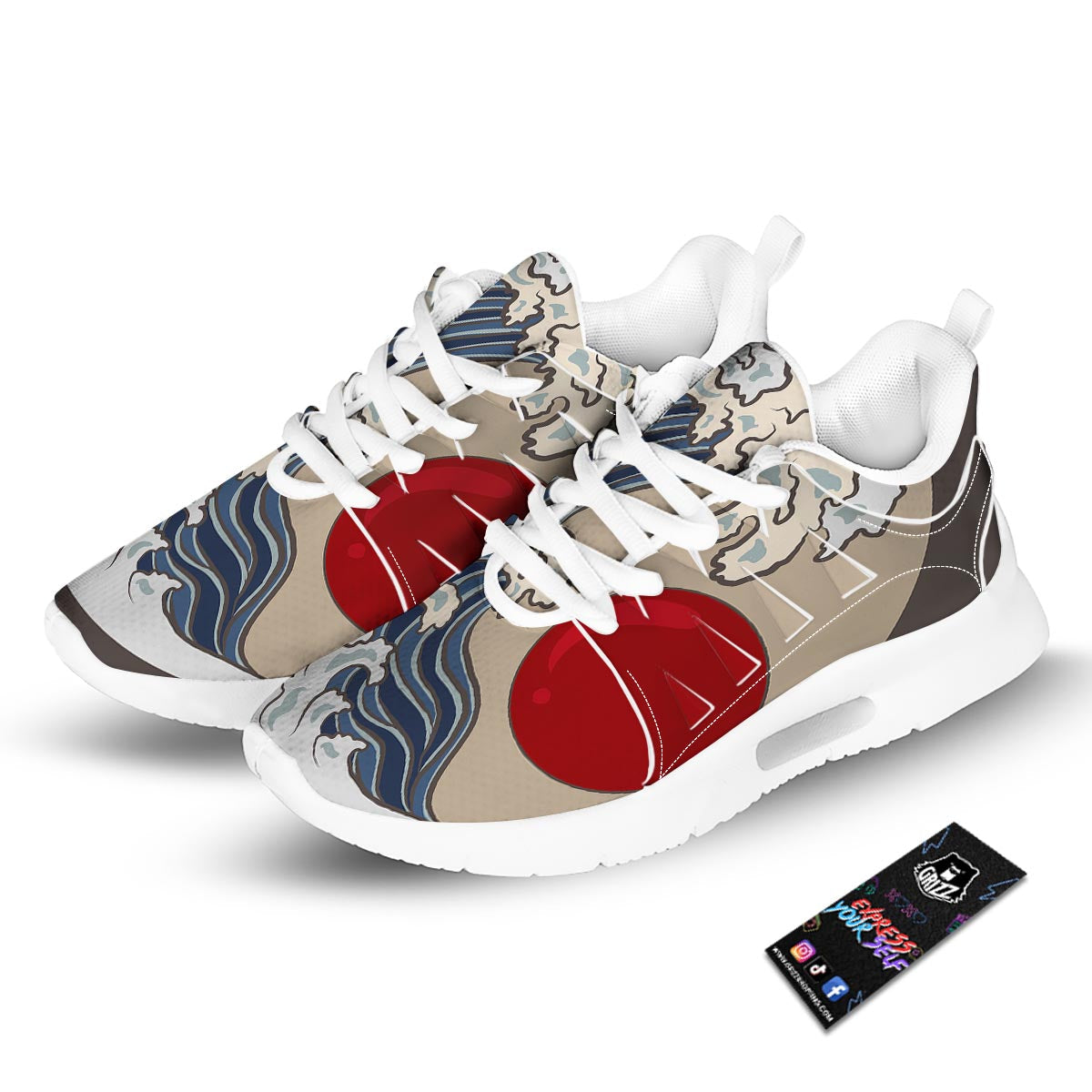 Great Kanagawa Wave Print Tennis Shoes-grizzshop