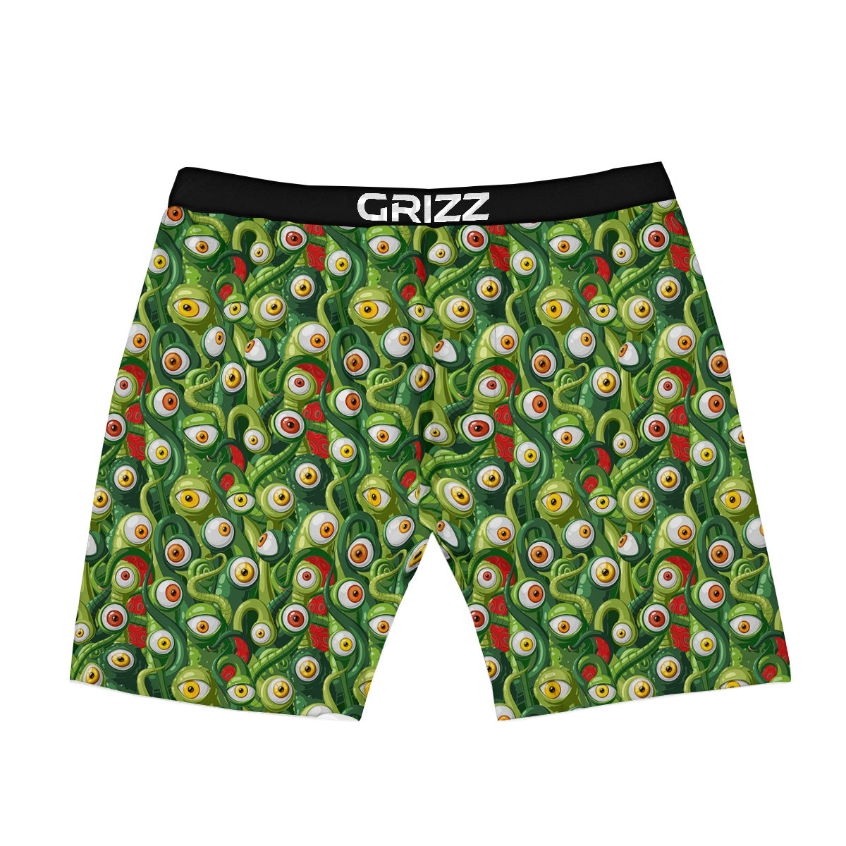 Green Alien Monster Print Pattern Boxer Briefs-grizzshop