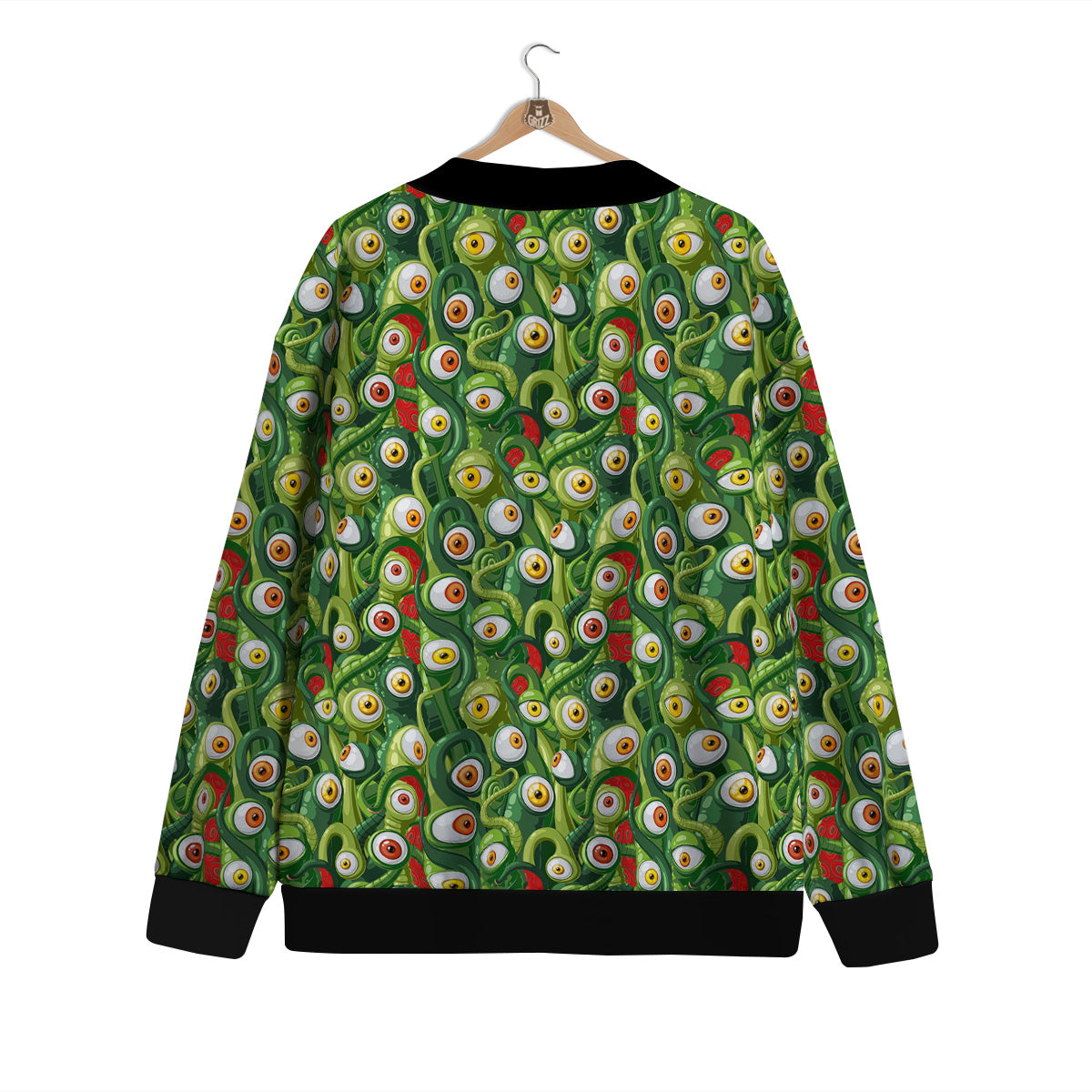 Green Alien Monster Print Pattern Cardigan-grizzshop