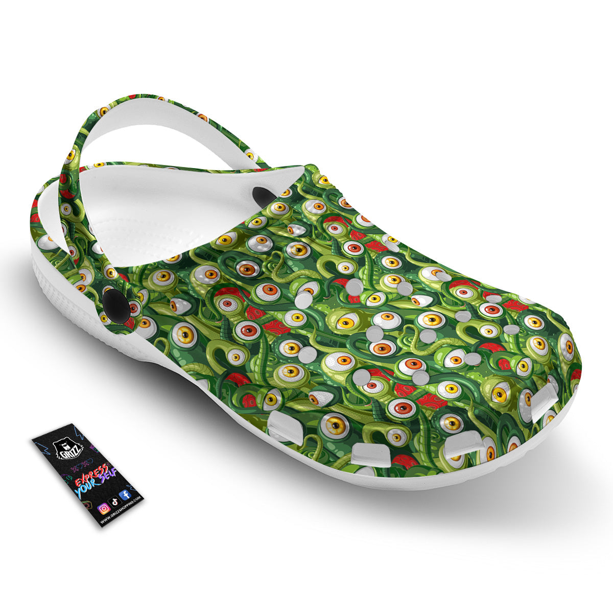 Green Alien Monster Print Pattern Clog-grizzshop