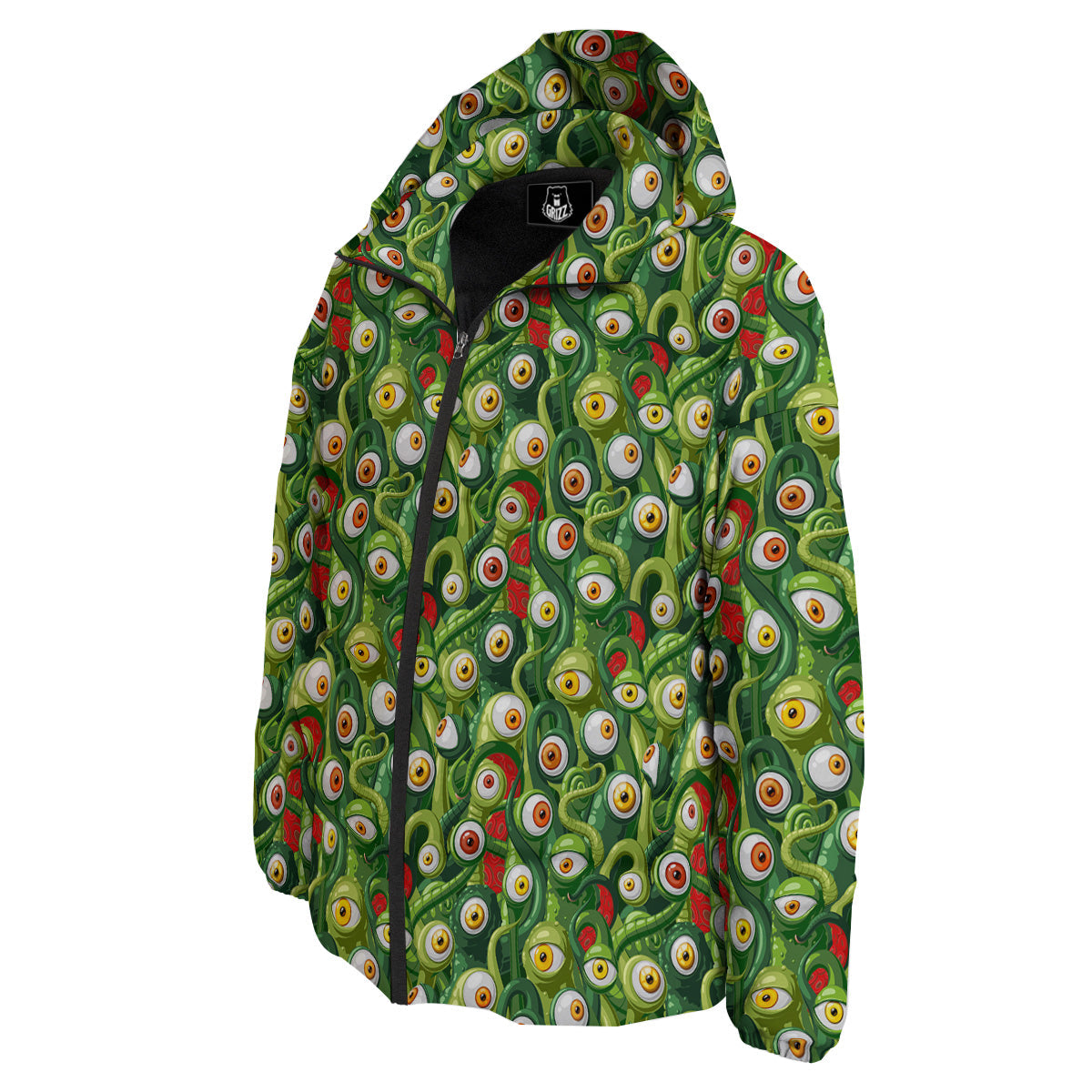 Green Alien Monster Print Pattern Down Jacket-grizzshop