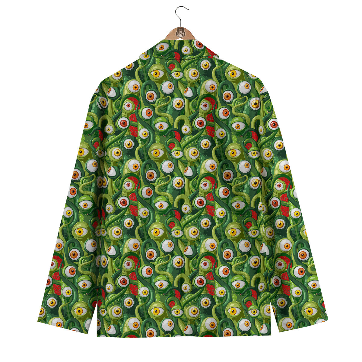 Green Alien Monster Print Pattern Men's Blazer-grizzshop