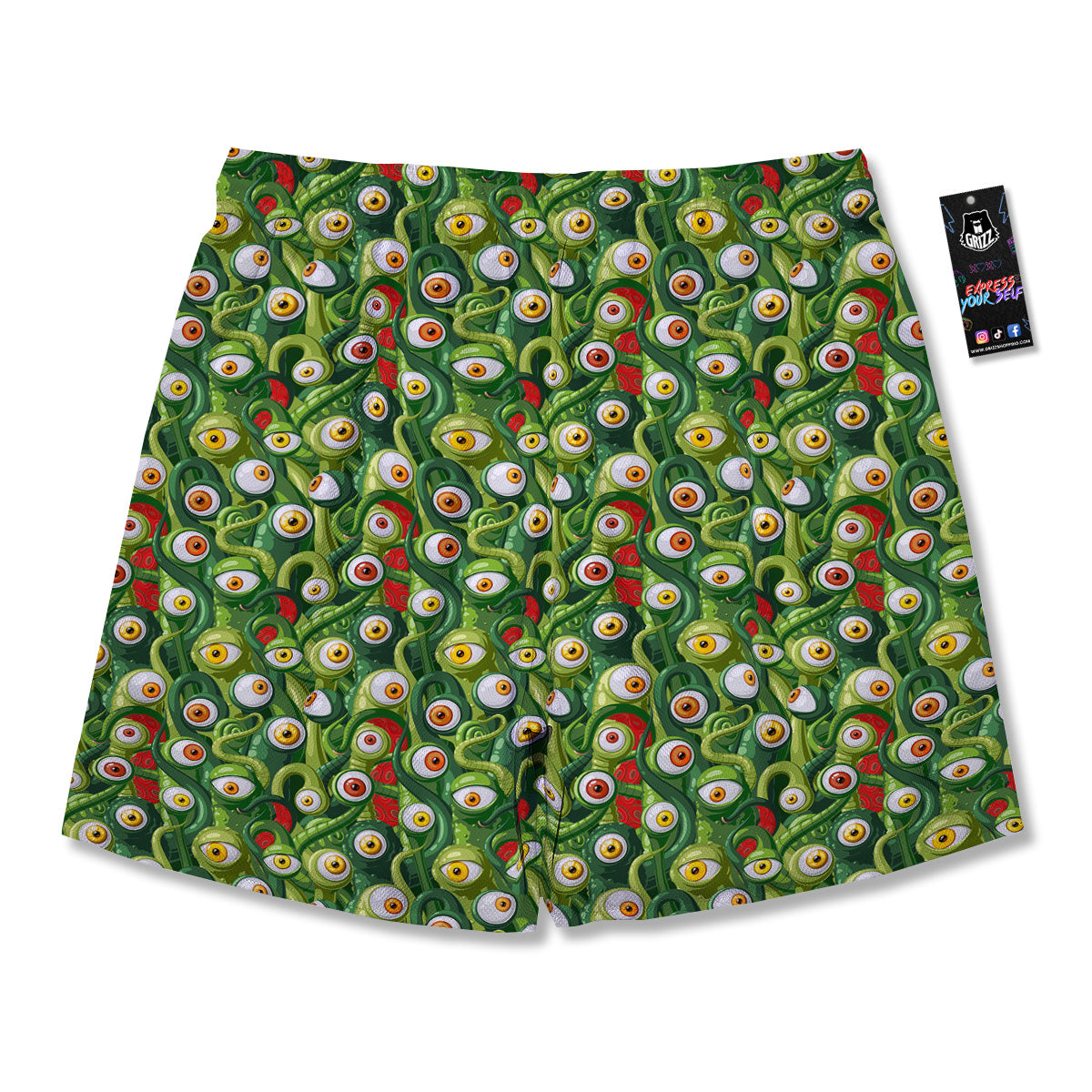 Green Alien Monster Print Pattern Men's Running Shorts-grizzshop