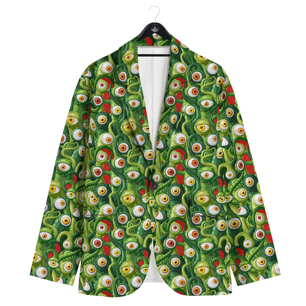 Green Alien Monster Print Pattern Men's Sport Coat-grizzshop