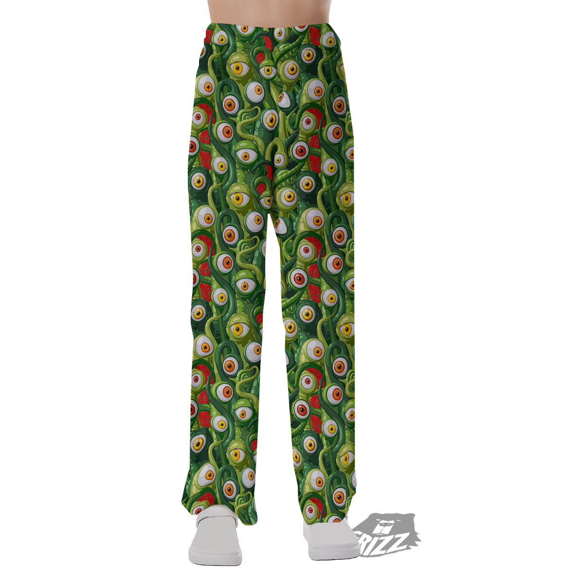 Green Alien Monster Print Pattern Pajama Pants-grizzshop