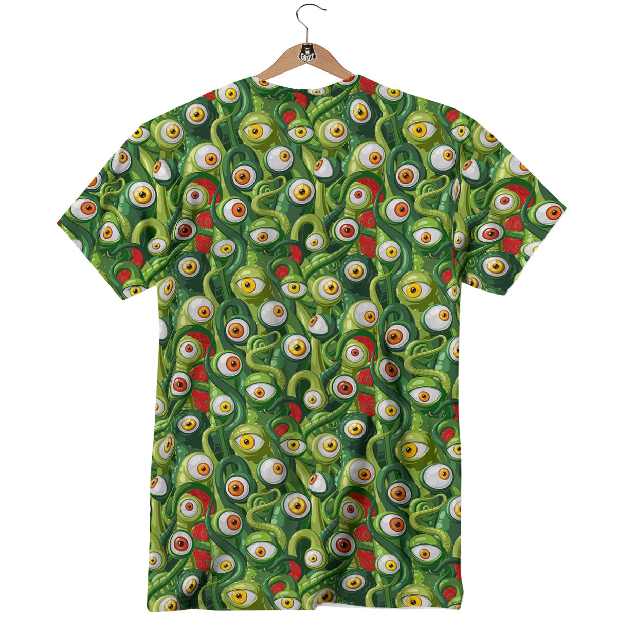 Green Alien Monster Print Pattern T-Shirt-grizzshop