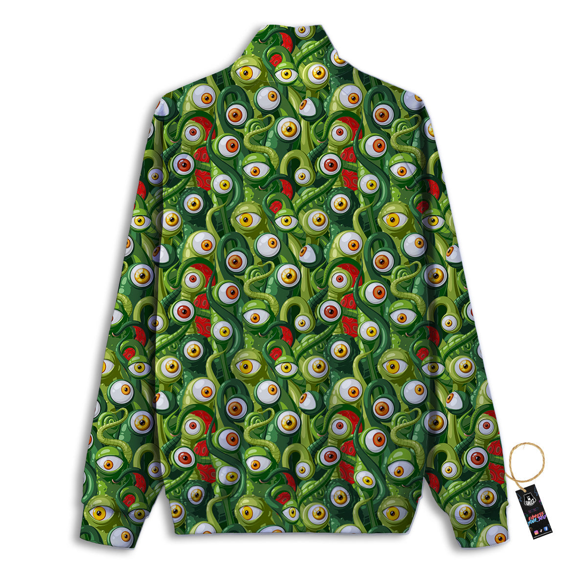 Green Alien Monster Print Pattern Track Jacket-grizzshop