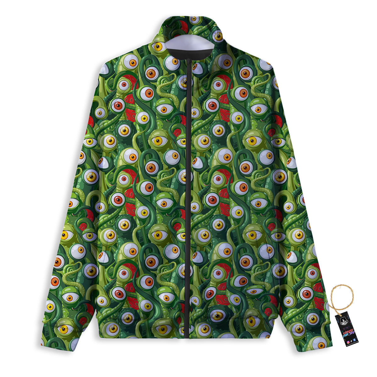 Green Alien Monster Print Pattern Track Jacket-grizzshop