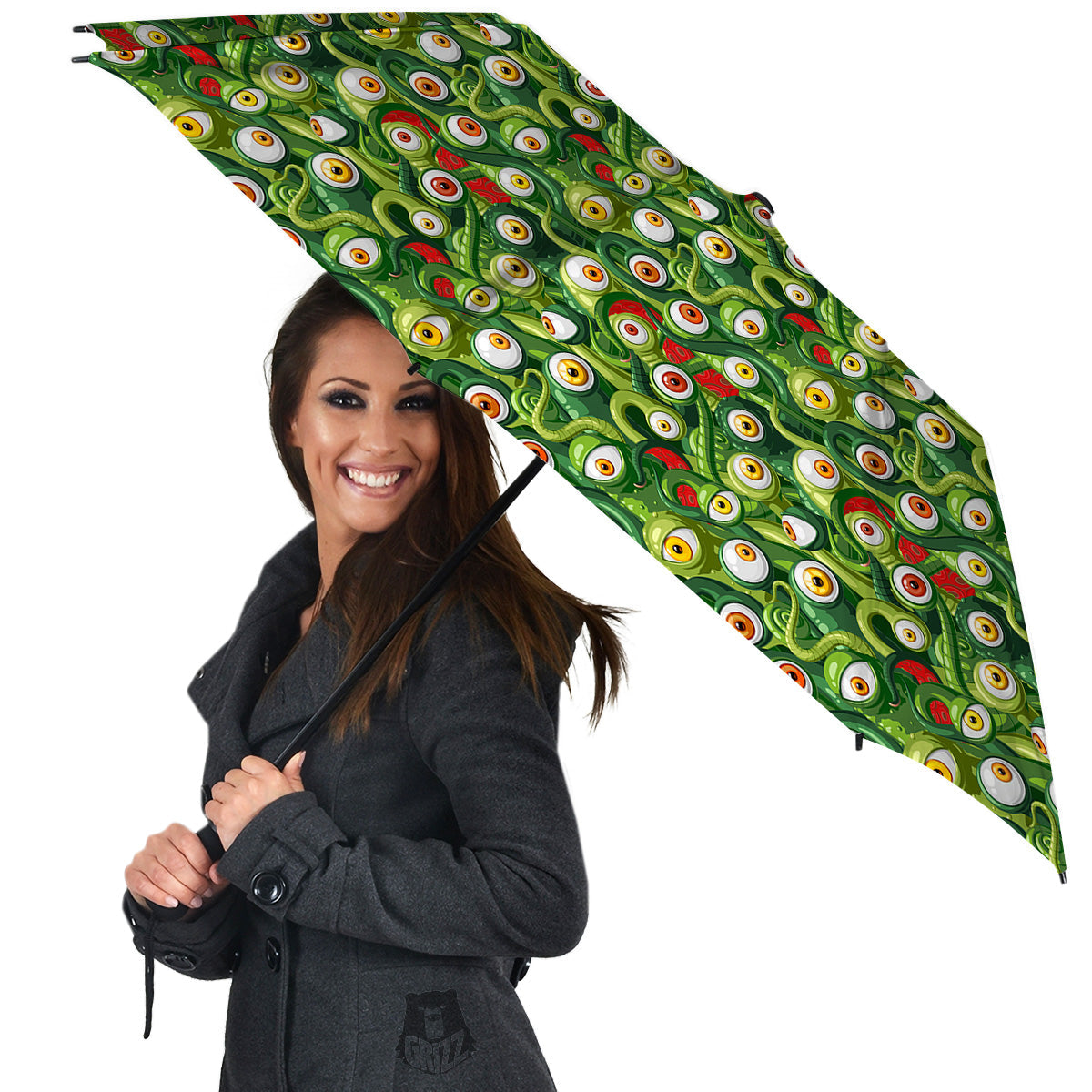 Green Alien Monster Print Pattern Umbrella-grizzshop
