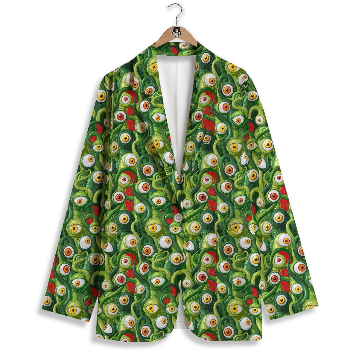 Green Alien Monster Print Pattern Women's Blazer-grizzshop