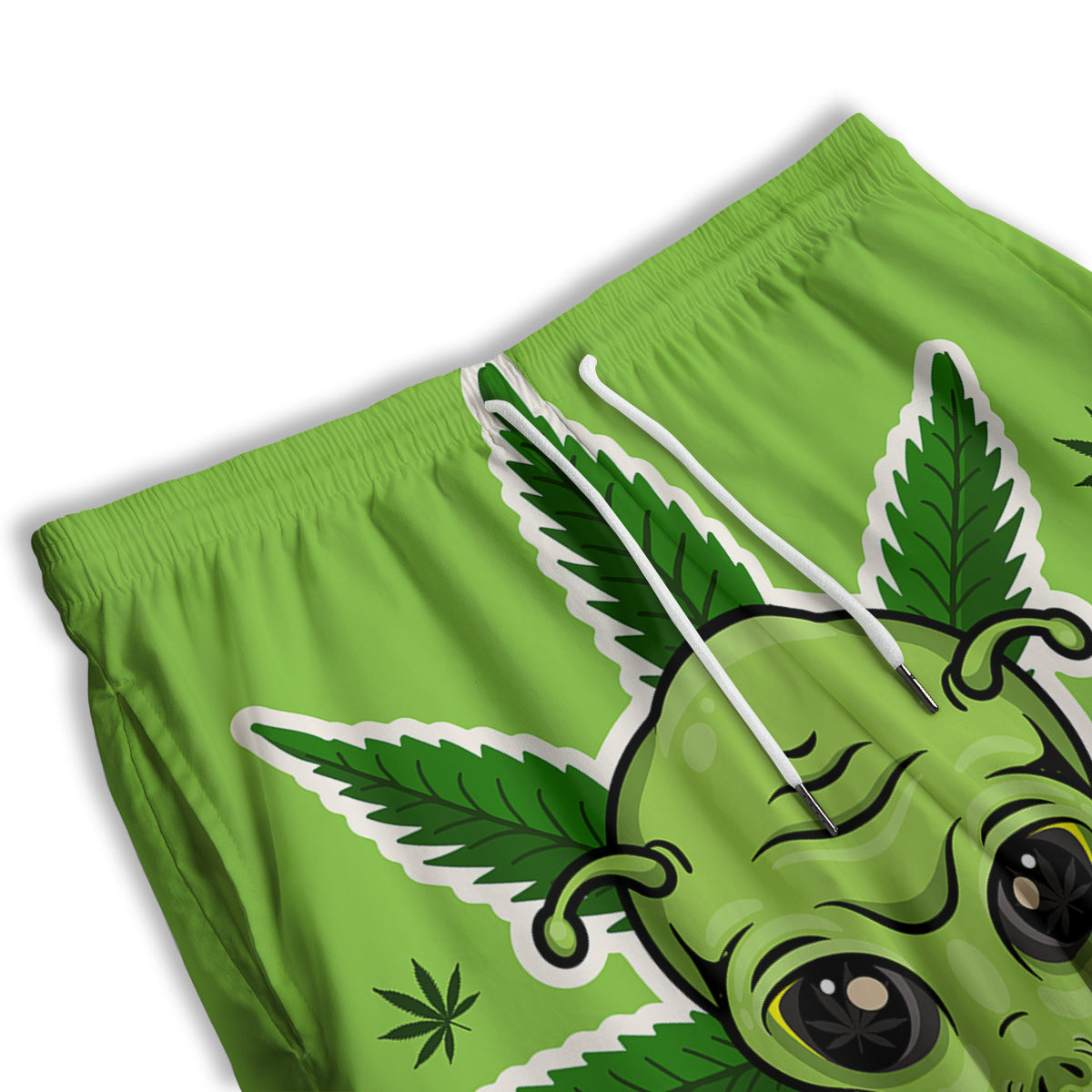 Green Alien Smoking Print Men's Athletic Shorts