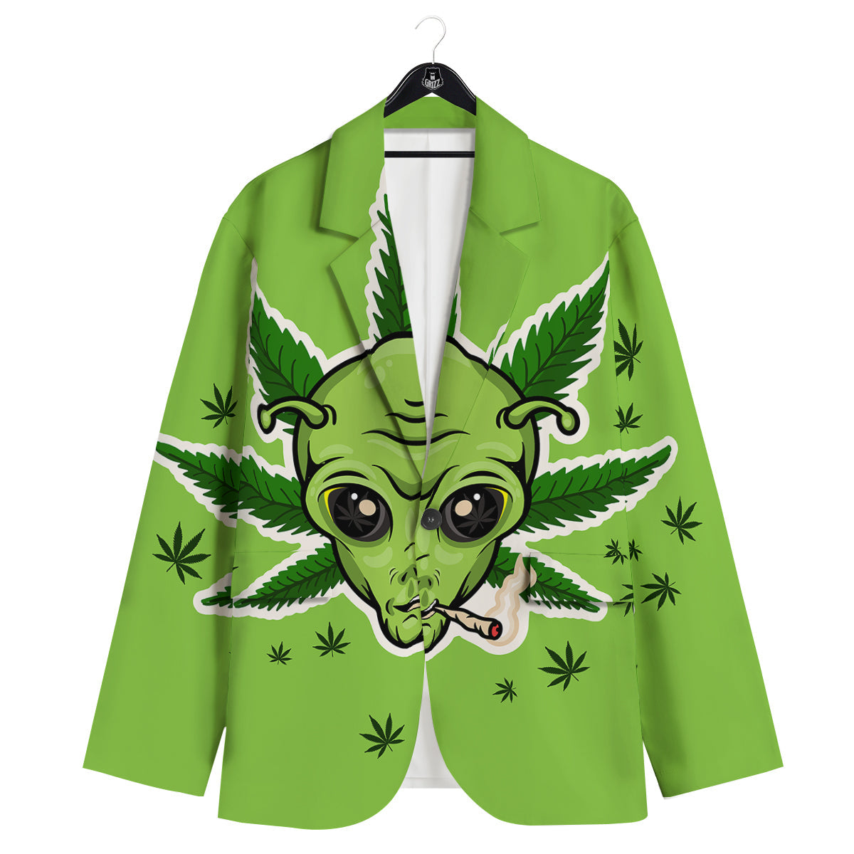 Green Alien Smoking Print Men's Sport Coat-grizzshop