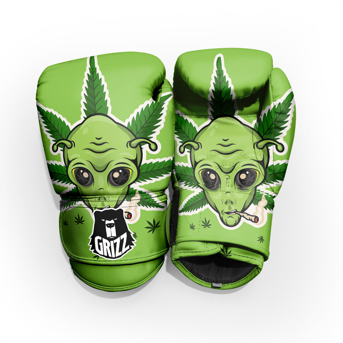 Green Alien Smoking Print Pro Boxing Glove