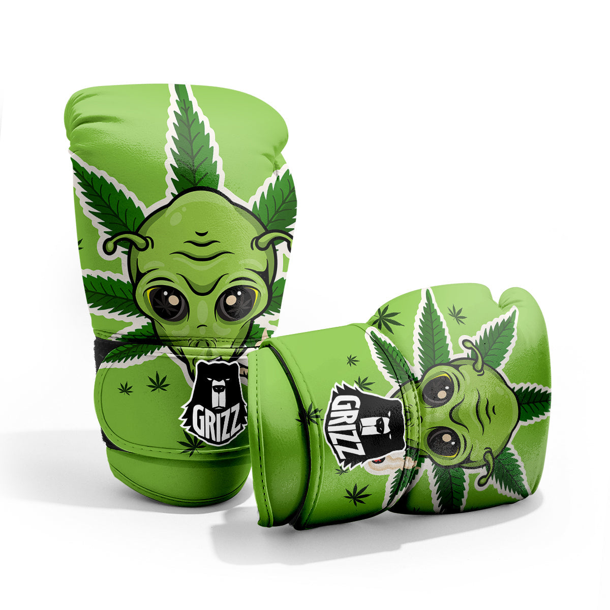 Green Alien Smoking Print Pro Boxing Glove